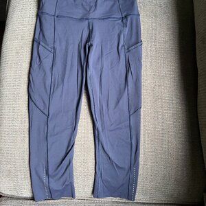 Lululemon Fast & Free 19" Reflective Nulux Navy Raw Hem Leggings Size 6